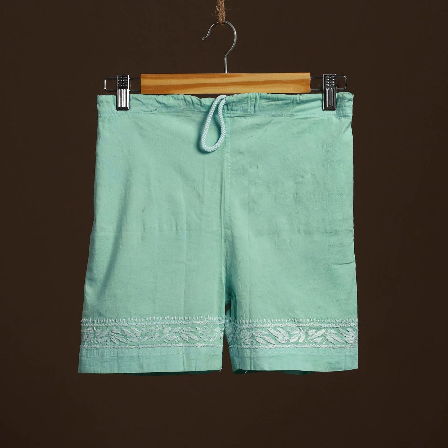 Green - cotton hand embroidery chikankari short 02