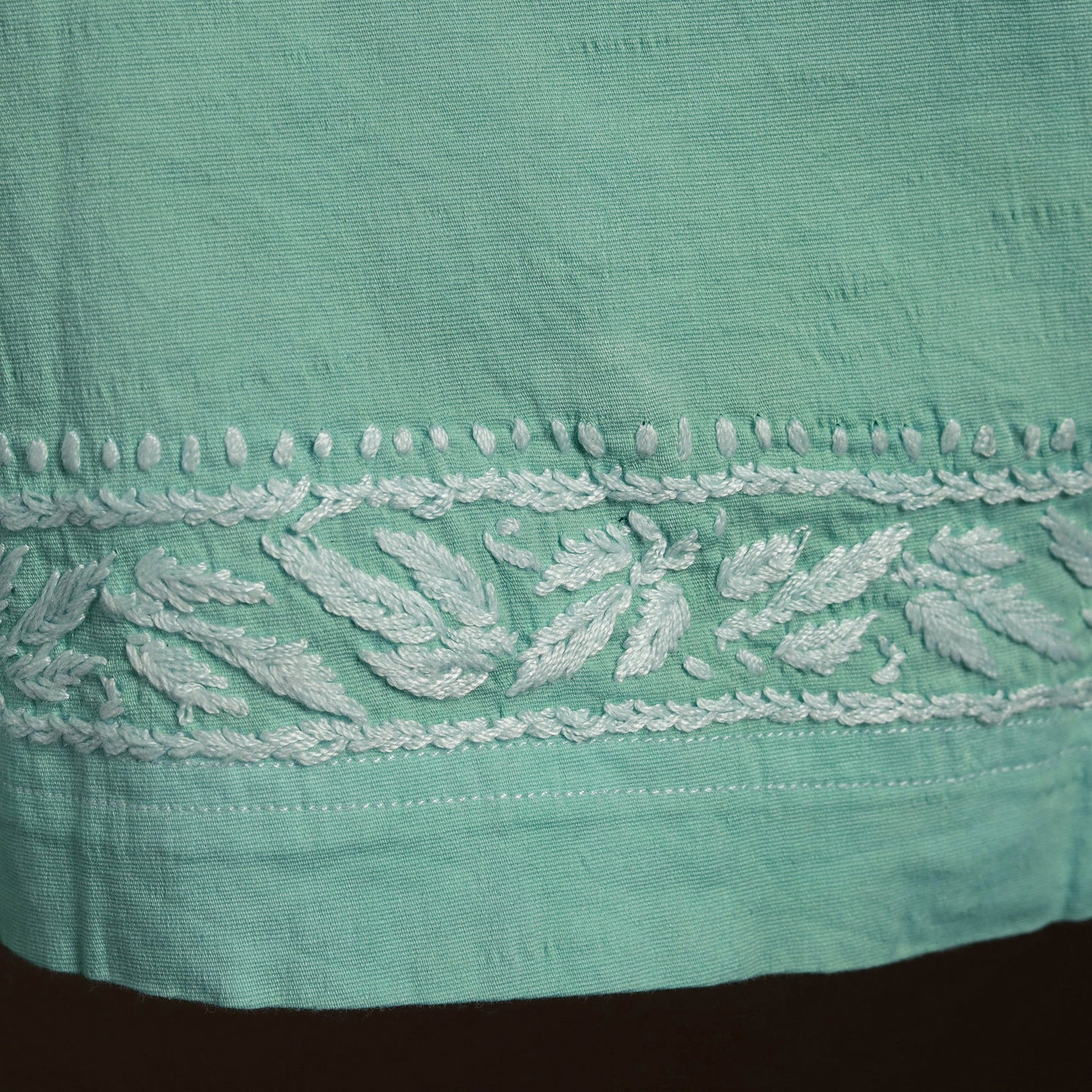 Green - cotton hand embroidery chikankari short 02
