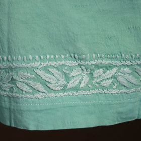 Green - cotton hand embroidery chikankari short 02