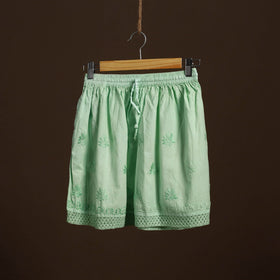 Green - cotton hand embroidery chikankari short 09