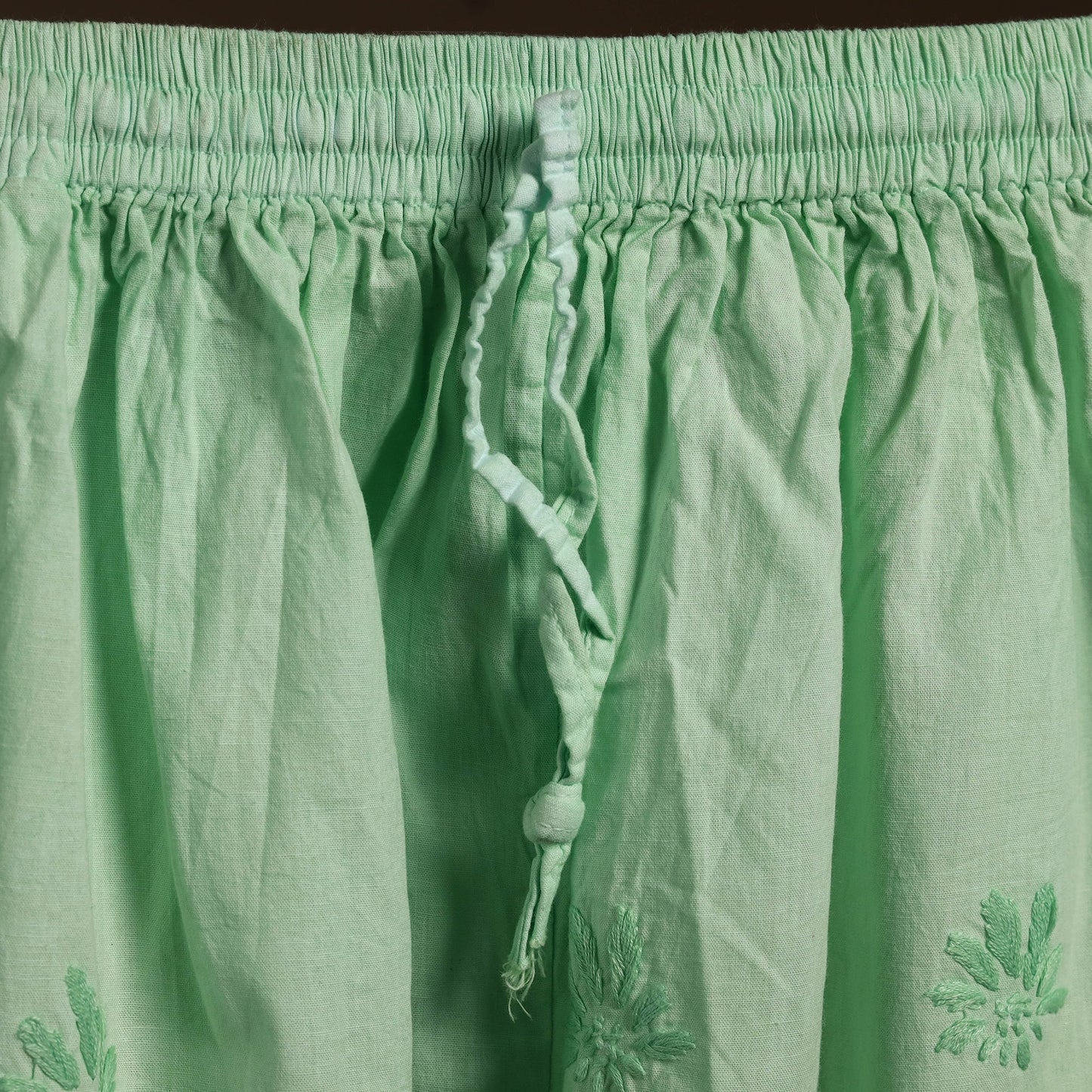 Green - cotton hand embroidery chikankari short 09