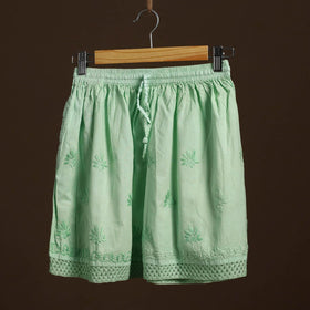 Green - cotton hand embroidery chikankari short 09