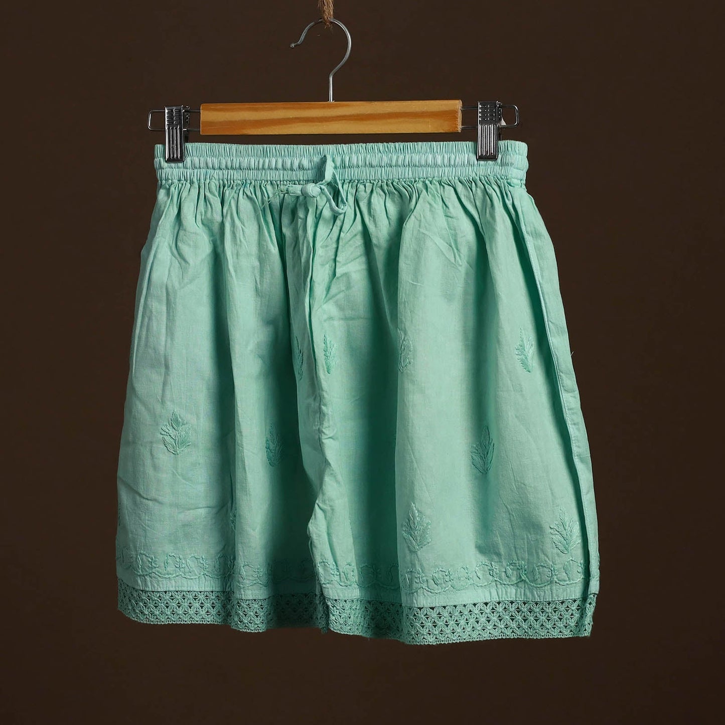 Green - cotton hand embroidery chikankari short 12