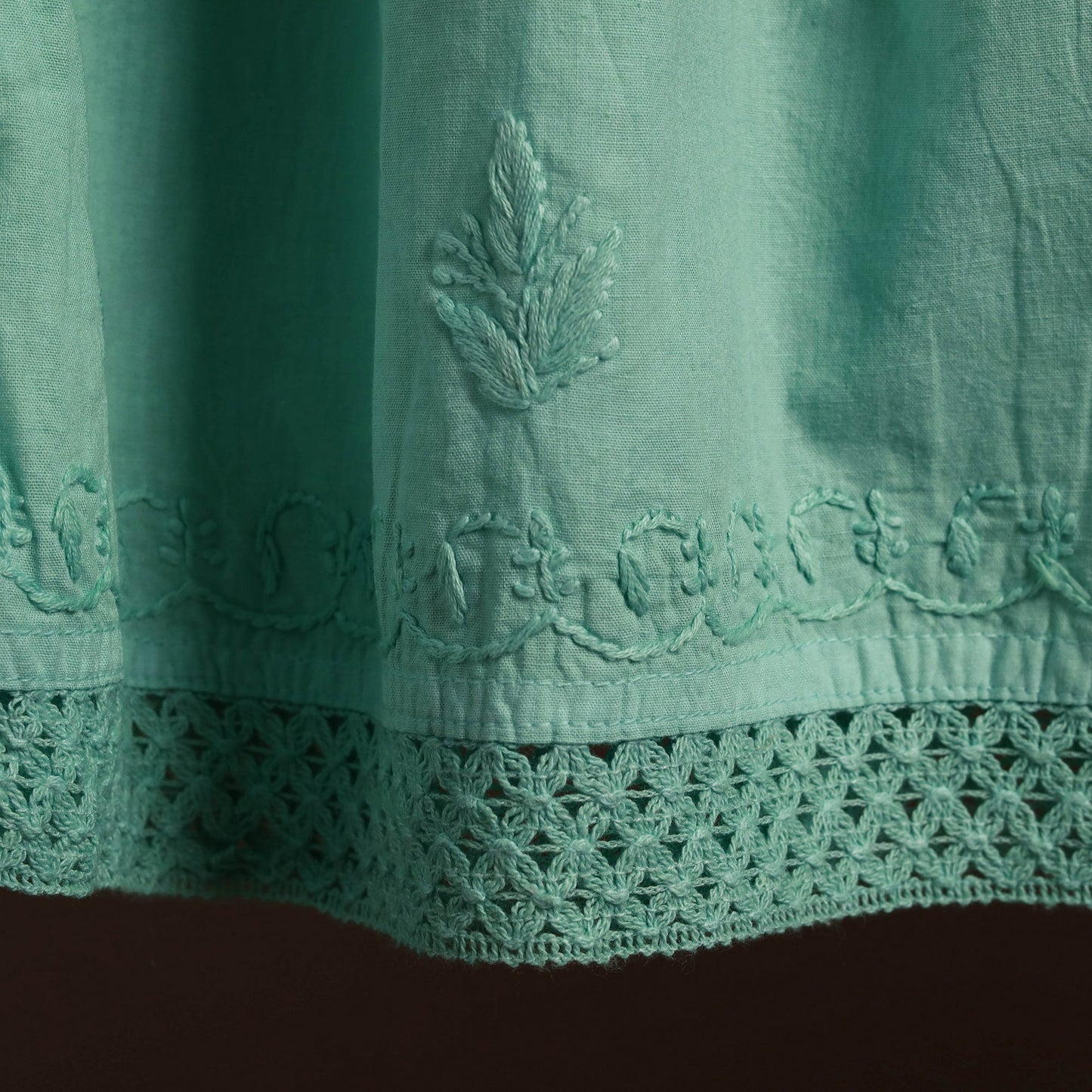 Green - cotton hand embroidery chikankari short 12