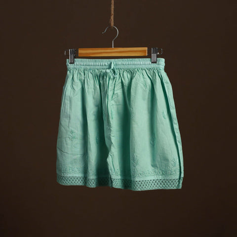 Green - cotton hand embroidery chikankari short 12