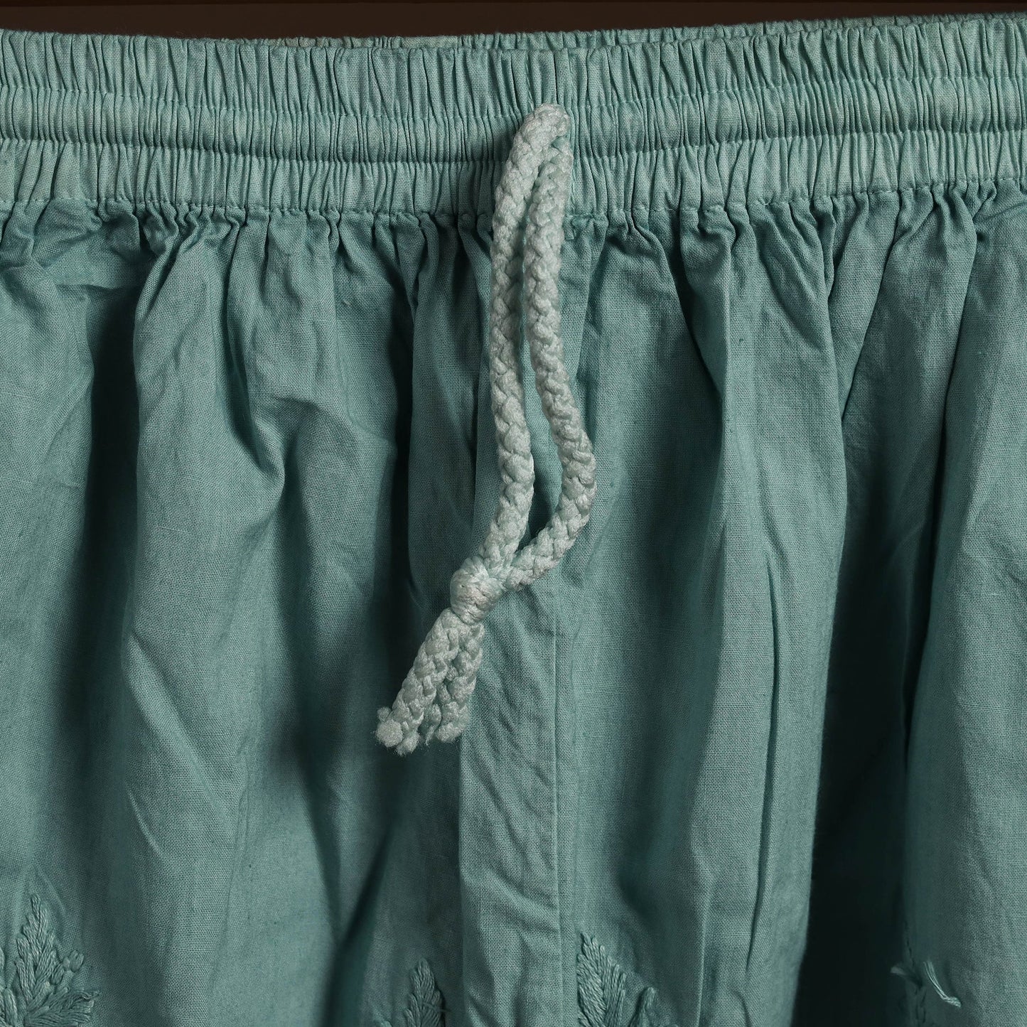 Buy Green Cotton Hand Embroidery Chikankari Short