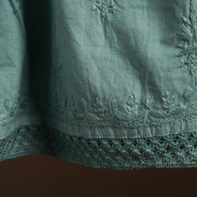 Buy Green Cotton Hand Embroidery Chikankari Short