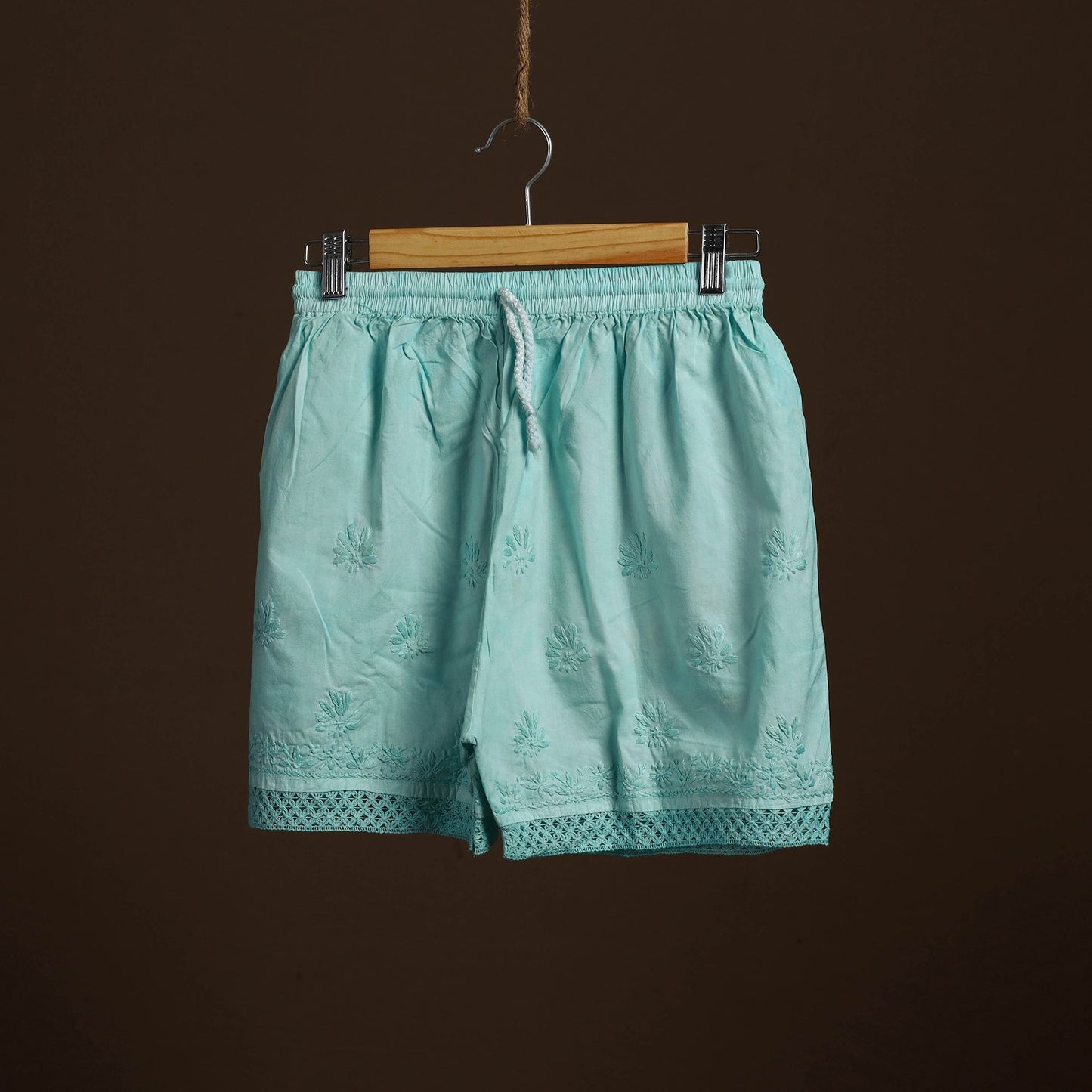 Green - cotton hand embroidery chikankari short 27