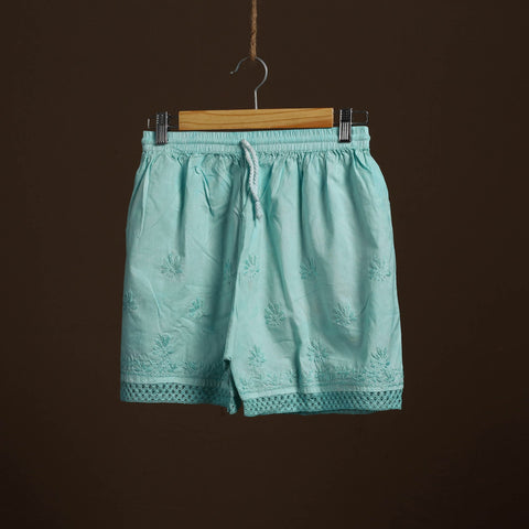 Green - cotton hand embroidery chikankari short 27