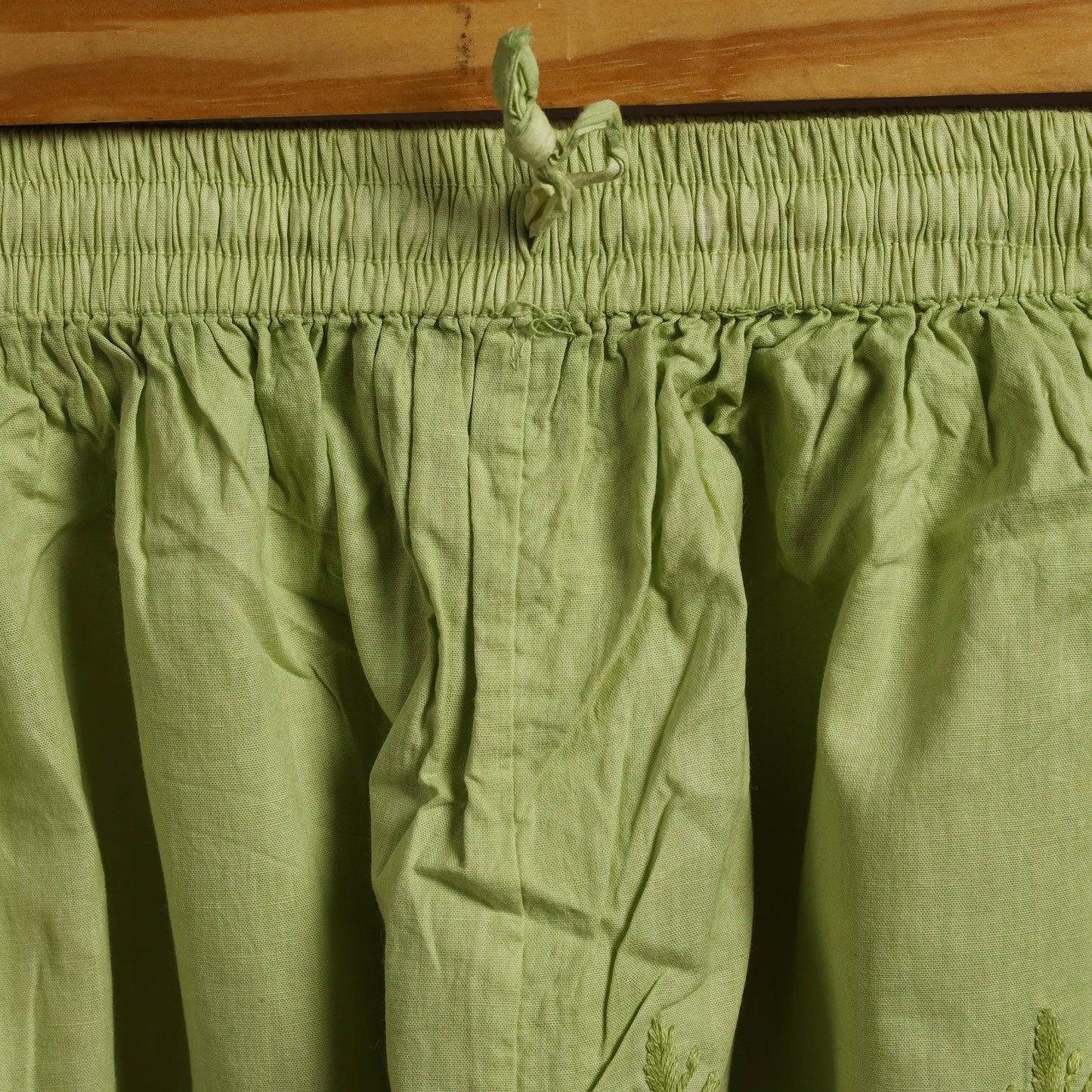  Green Cotton Hand Embroidery Chikankari Short