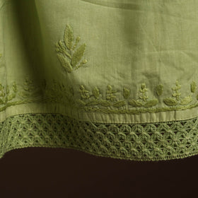  Green Cotton Hand Embroidery Chikankari Short