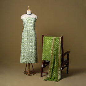 Pink - cotton hand kutch batik 3pc unstitched dress