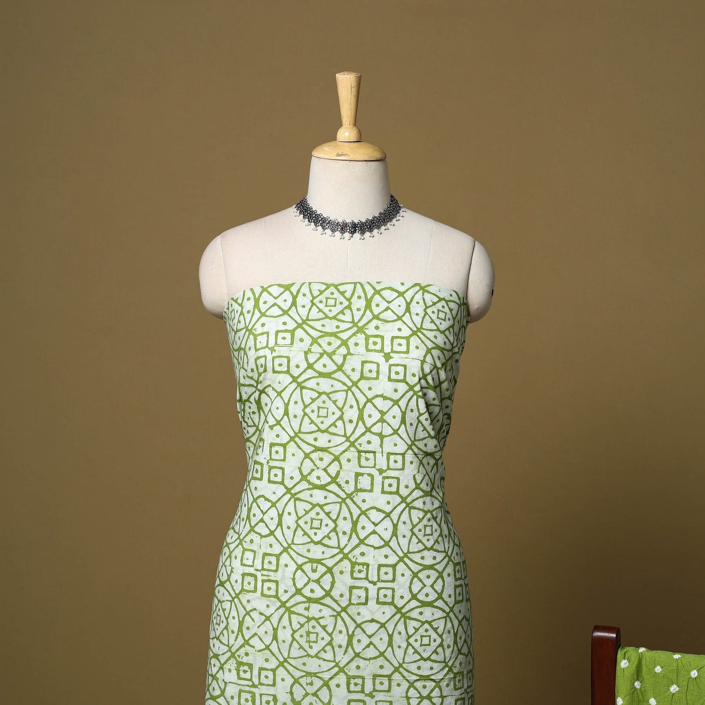 Pink - cotton hand kutch batik 3pc unstitched dress