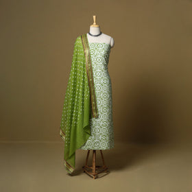 Pink - cotton hand kutch batik 3pc unstitched dress