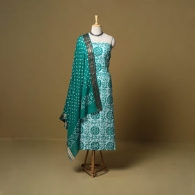 Pink - cotton hand kutch batik 3pc unstitched dress