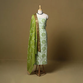 Pink - cotton hand kutch batik 3pc unstitched dress