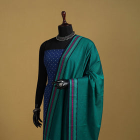 Green - cotton jacquard dupatta with thread border 10