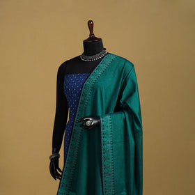 Green - cotton jacquard dupatta with thread border 11