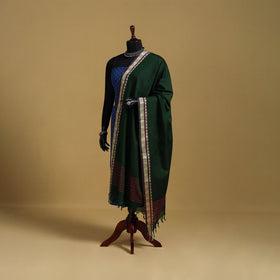 Green - cotton jacquard dupatta with thread border 27
