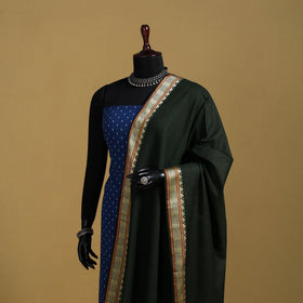 Green - cotton jacquard dupatta with thread border 29