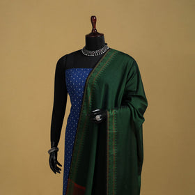 Green - cotton jacquard dupatta with thread border 33