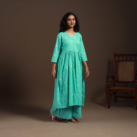 Green - cotton jacquard kurta set (set of 2) 05