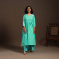 Green - cotton jacquard kurta set (set of 2) 05