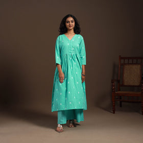 Green - cotton jacquard kurta set (set of 2) 05