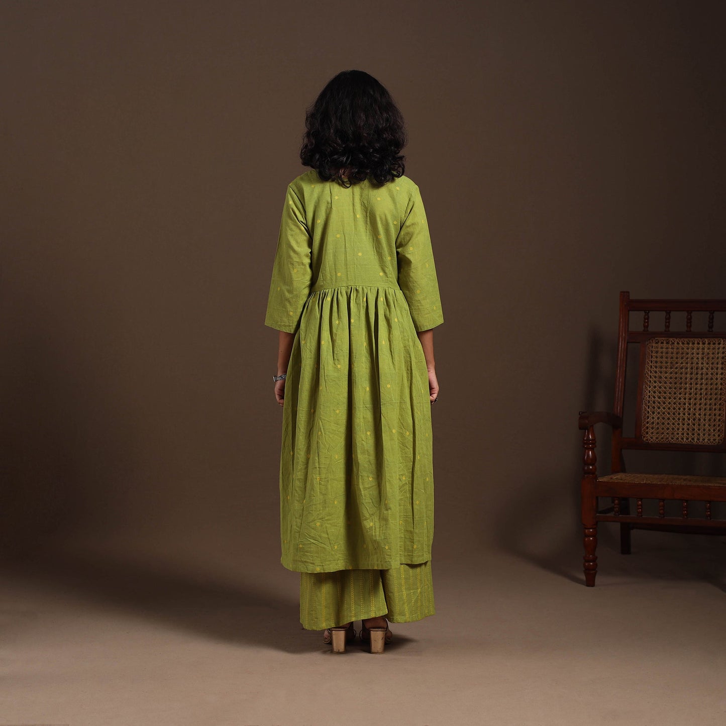 Green - cotton jacquard kurta set (set of 2) 08