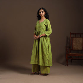Green - cotton jacquard kurta set (set of 2) 08
