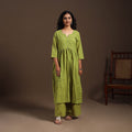 Green - cotton jacquard kurta set (set of 2) 08