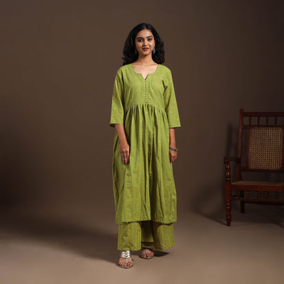 Green - cotton jacquard kurta set (set of 2) 08