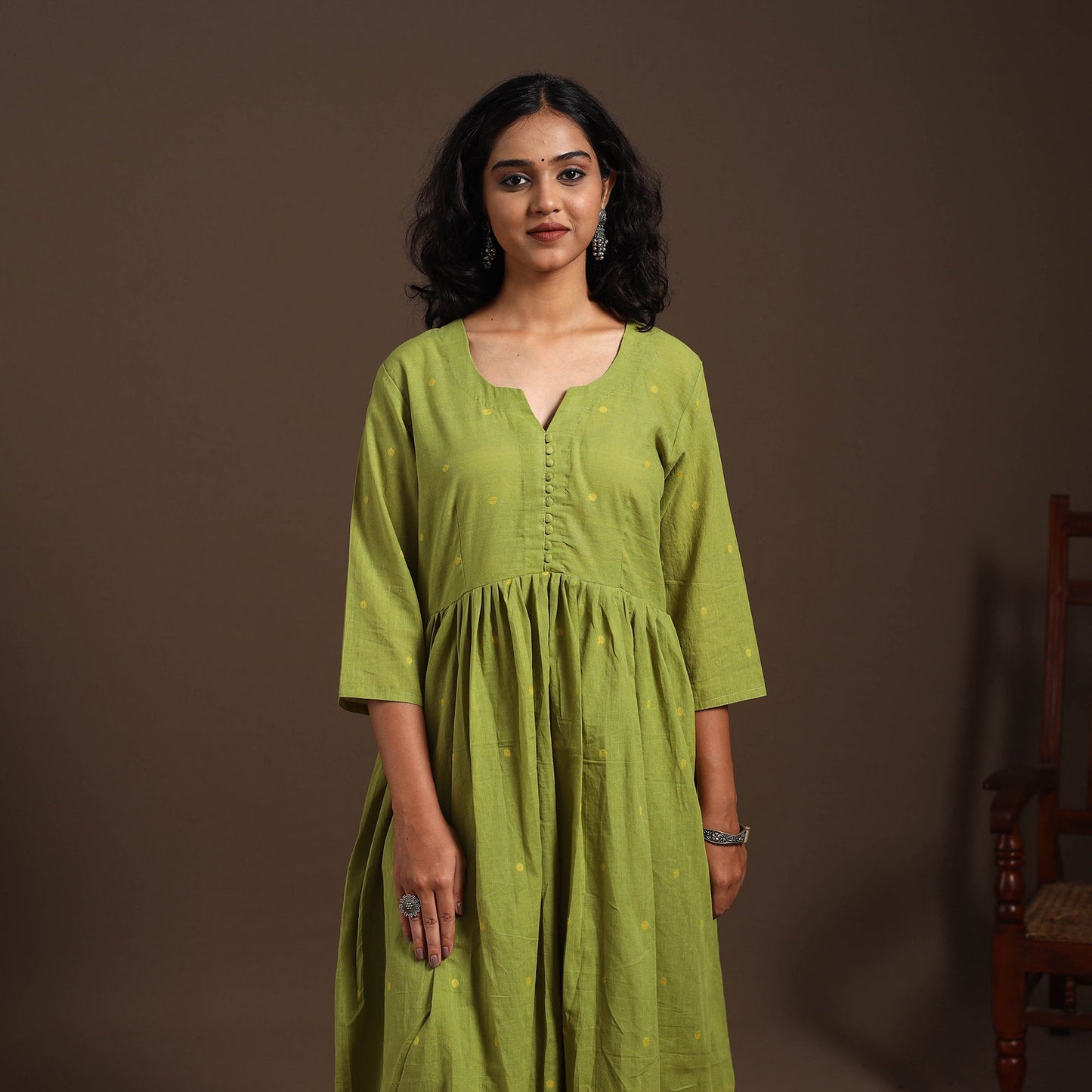 Green - cotton jacquard kurta set (set of 2) 08