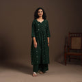Green - cotton jacquard kurta set (set of 2) 10