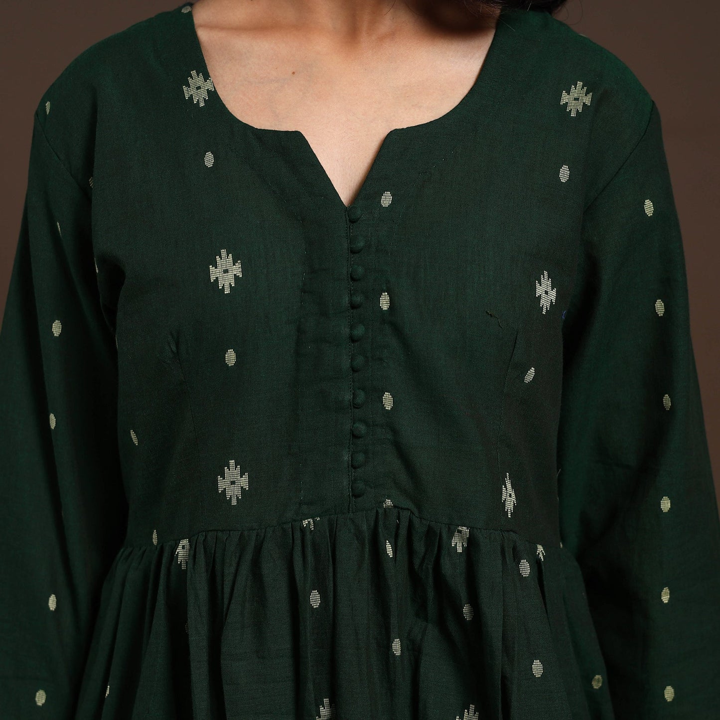 Green - cotton jacquard kurta set (set of 2) 10