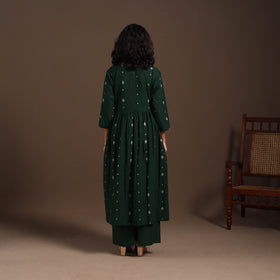 Green - cotton jacquard kurta set (set of 2) 10