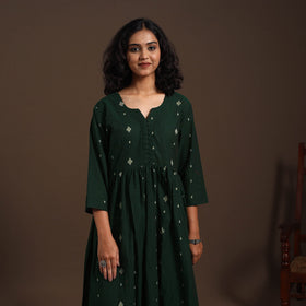 Green - cotton jacquard kurta set (set of 2) 10