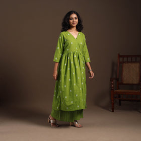 Green - cotton jacquard kurta set (set of 2) 11