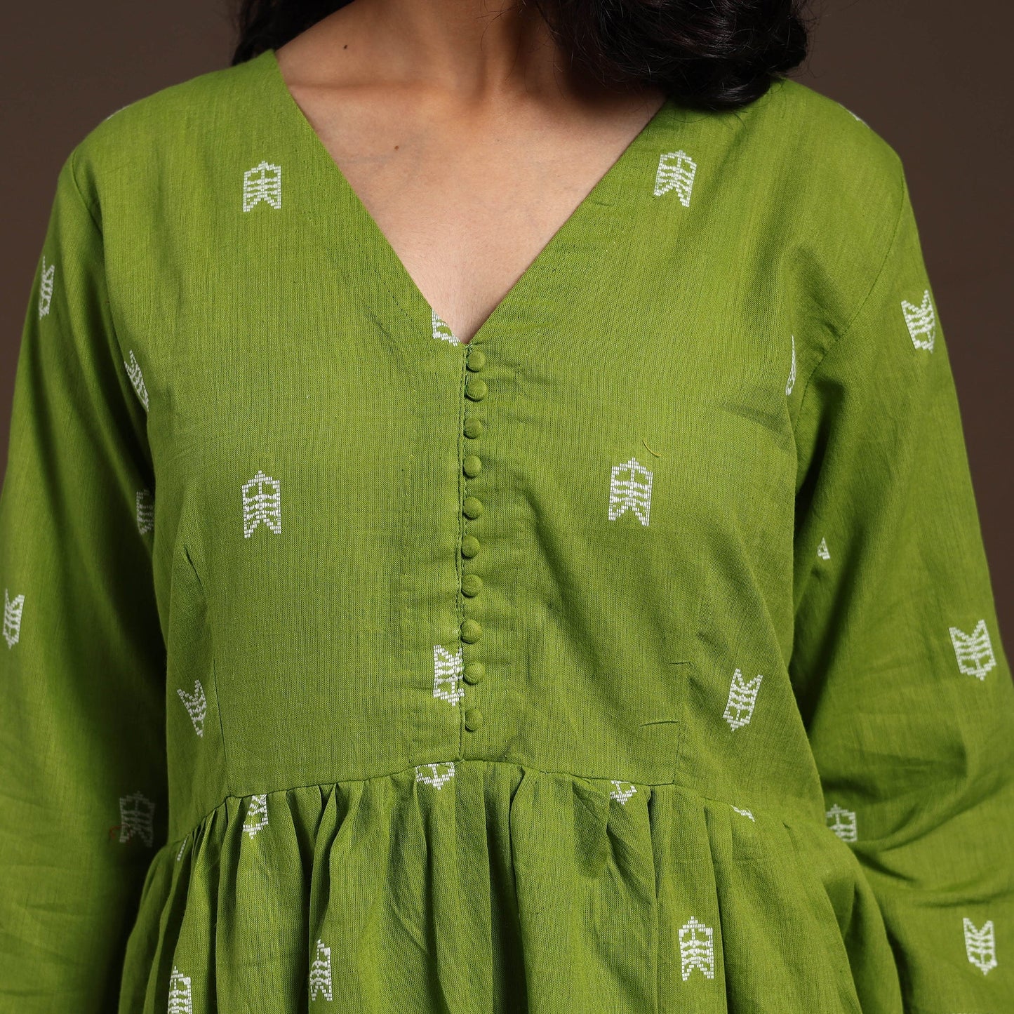 Green - cotton jacquard kurta set (set of 2) 11