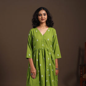 Green - cotton jacquard kurta set (set of 2) 11