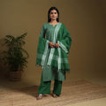 Green - cotton jacquard kurta set (set of 3) 01