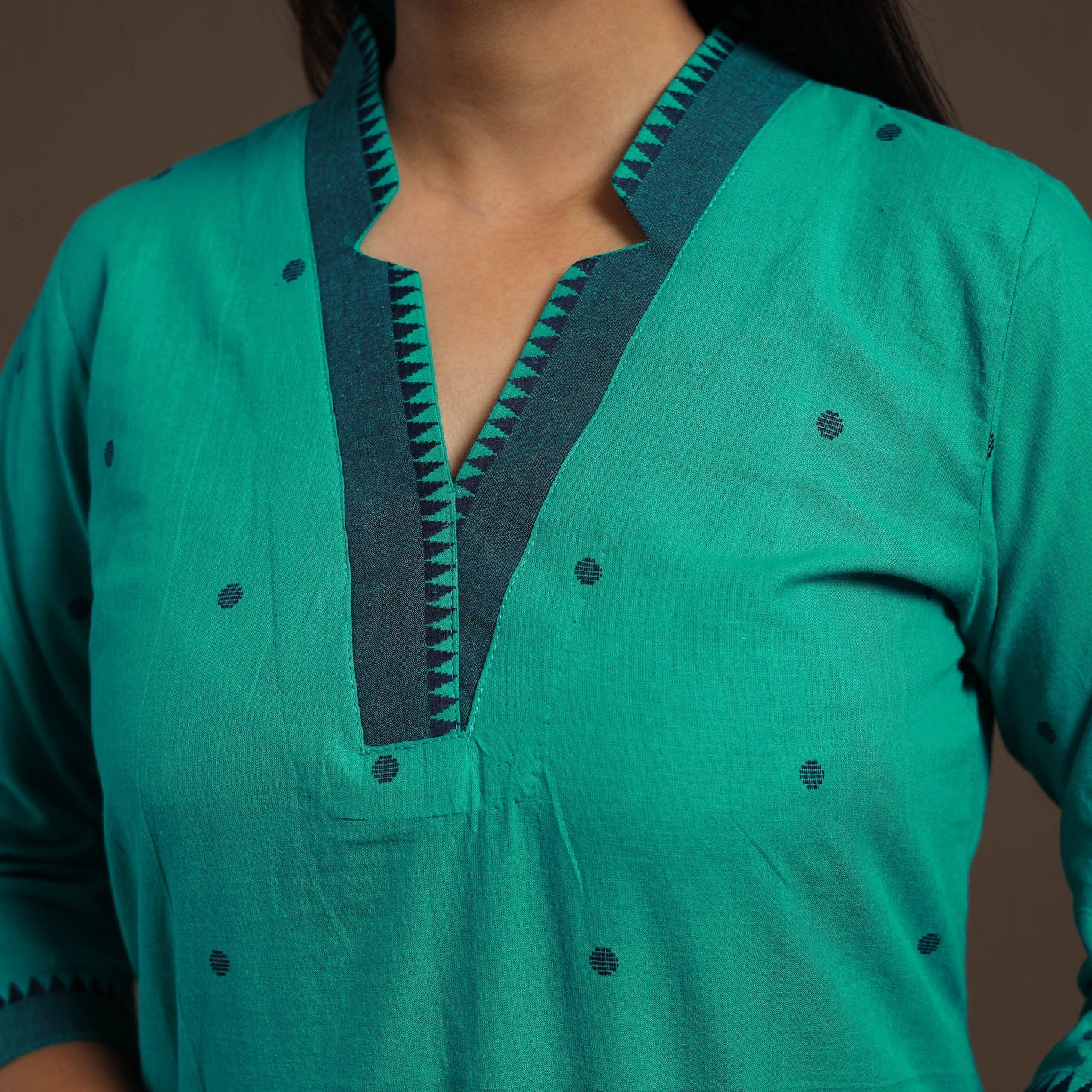 Green Cotton Jacquard Kurta Set (Set of 3)