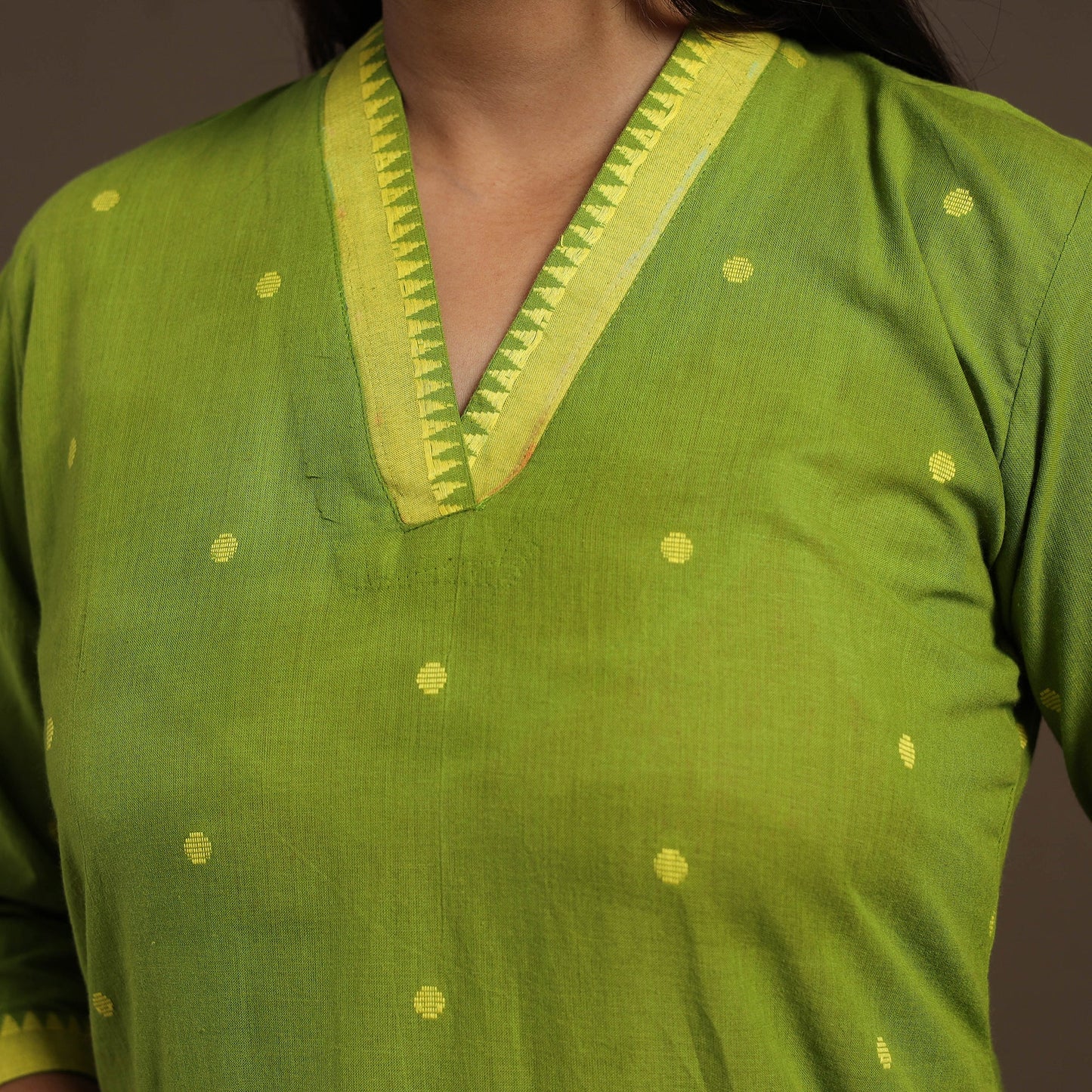 Green Cotton Jacquard Kurta Set (Set of 3)