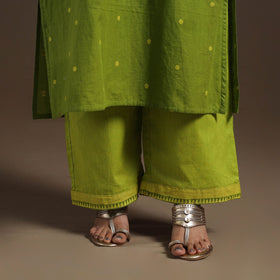 Green Cotton Jacquard Kurta Set (Set of 3)