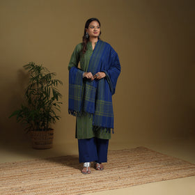 Green - cotton jacquard kurta set (set of 3) 12