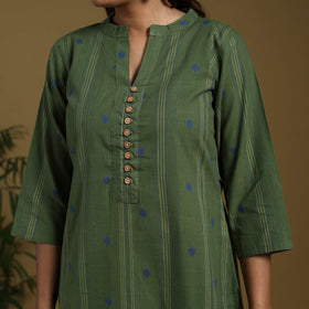 Green - cotton jacquard kurta set (set of 3) 12