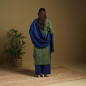 Green - cotton jacquard kurta set (set of 3) 12