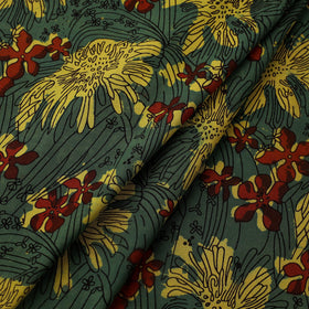 Buy Green Block Print Cotton Jahota Fabric Online