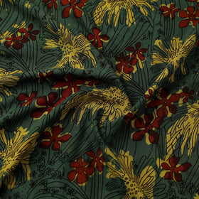 Buy Green Block Print Cotton Jahota Fabric Online