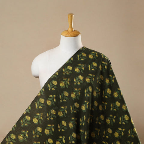  Green Block Print Cotton Jahota Fabric